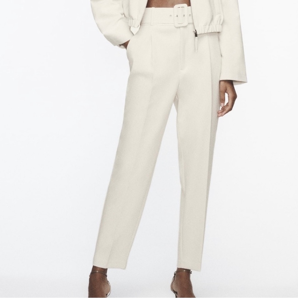 Zara Cream Tailored Trousers
